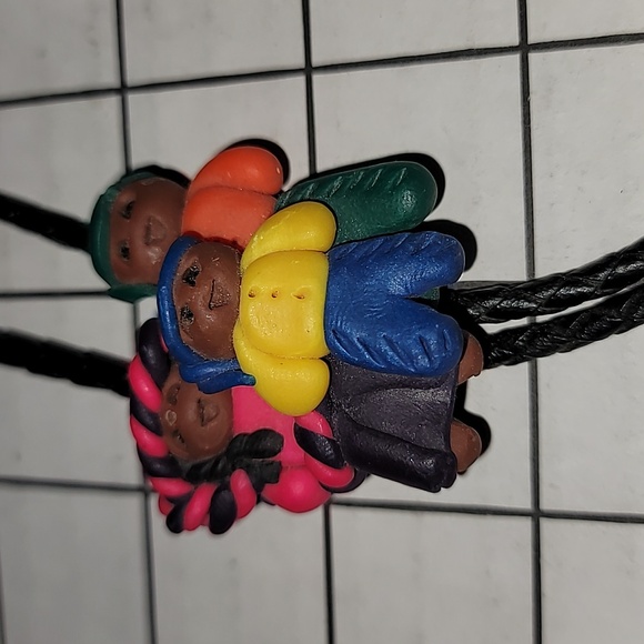 Vintage Handmade Bolo Tie - "Clay Designs" Southwestern Theme - Picture 5 of 9